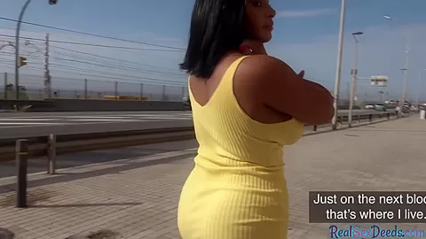 Curvy Latina gets pulled for outdoor sex in POV action