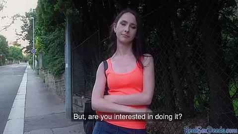 Petite Czech teen 18+ POV fucked outdoor for money after casting