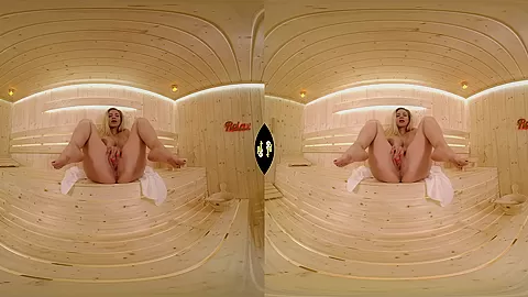 Play in Sauna - Big Tit Blonde Pornstar Solo - SexLikeReal