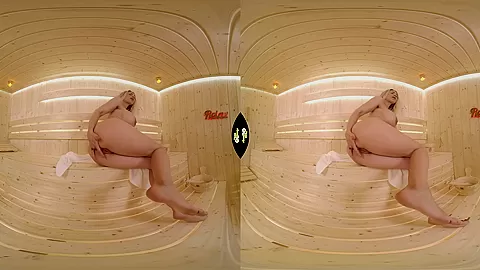 Play in Sauna - Big Tit Blonde Pornstar Solo - SexLikeReal