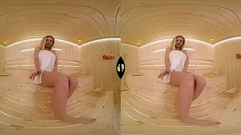 Play in Sauna - Big Tit Blonde Pornstar Solo - SexLikeReal