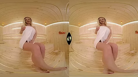 Play in Sauna - Big Tit Blonde Pornstar Solo - SexLikeReal