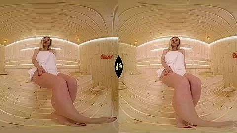 Play in Sauna - Big Tit Blonde Pornstar Solo - SexLikeReal