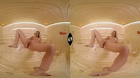 Play in Sauna - Big Tit Blonde Pornstar Solo - SexLikeReal