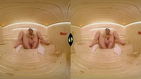 Play in Sauna - Big Tit Blonde Pornstar Solo - SexLikeReal