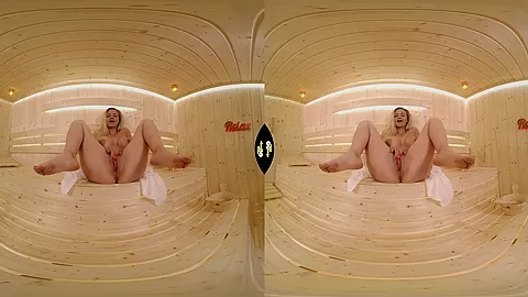 Play in Sauna - Big Tit Blonde Pornstar Solo - SexLikeReal