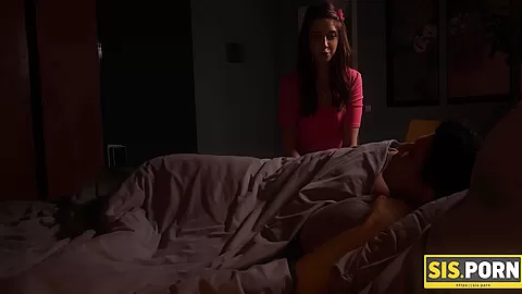 SISPORN. Cutie wakes up stepbrother and they have taboo sex on the bed