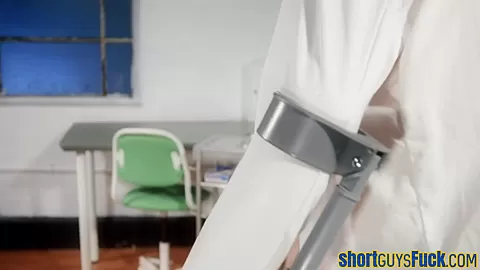 Bigtitted MILF nurse sucking off and riding hung little guy
