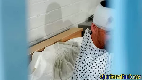 Bigtitted MILF nurse sucking off and riding hung little guy