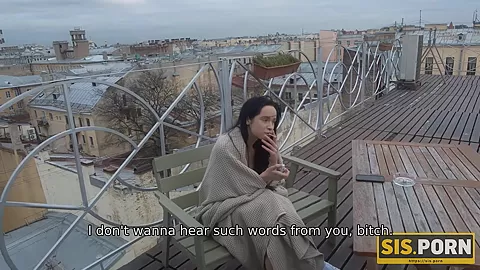 SISPORN. Instead of smoking cigarette brunette has sex with stepbrother