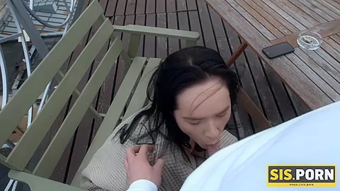 SISPORN. Instead of smoking cigarette brunette has sex with stepbrother