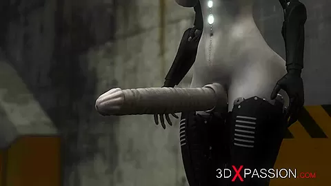 Fuck system in Area 51. Female android fucks hard a sexy blonde