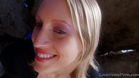 Petite Blonde Russian Gets Both Holes Filled Outdoors
