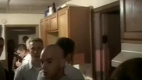 Petite blonde rides college cock at party