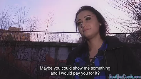 Darkhair Latina babe gets picked up and paid for sex