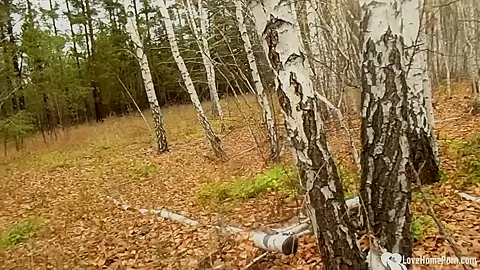 Stepmom takes a hard cock in the woods