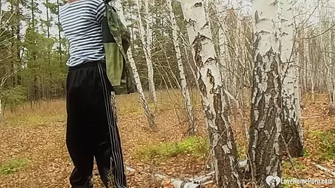 Stepmom takes a hard cock in the woods