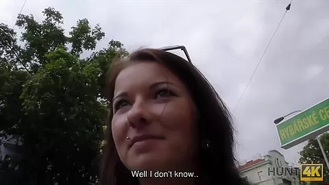 HUNT4K. Cute young babe with nice natural breasts makes hunter happy