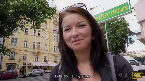 HUNT4K. Cute young babe with nice natural breasts makes hunter happy