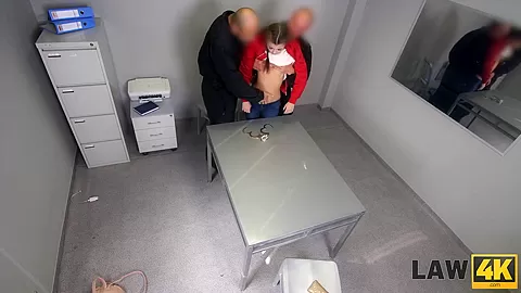 LAW4k. Pretty dollface with petite body gets used by two guards