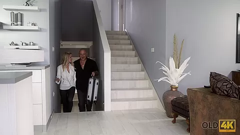 OLD4K. Hot passionate sex and orgasm with an older man