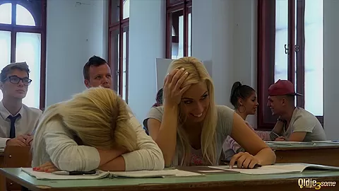 College students 18+ fuck their professor in classroom hard