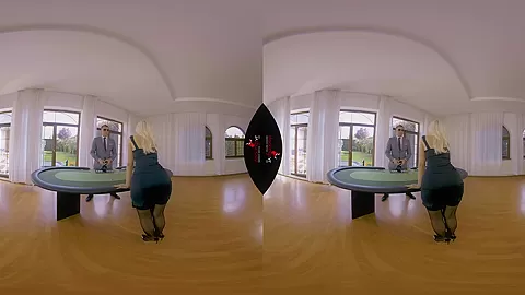 The Hustler - Blonde Babe Fucked on the Table 3D Porn Voyeur