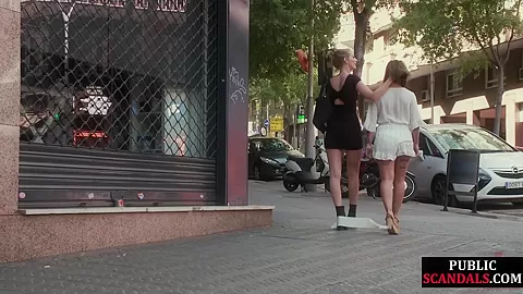 Scandalous slut fucked by big white cock at public place