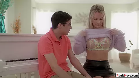 Busty piano teachers double Ds help a lot to nail the