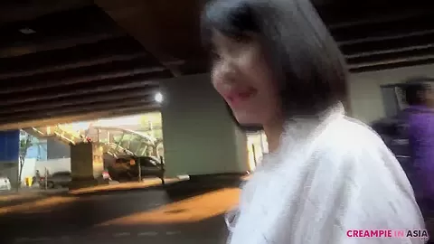 Thai girl has her hairy pussy filled with cum
