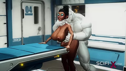 A hot black girl needs a huge cyborg cock in her ass
