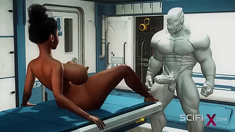 A hot black girl needs a huge cyborg cock in her ass