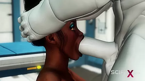 A hot black girl needs a huge cyborg cock in her ass