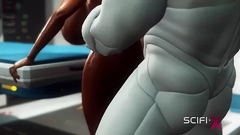 A hot black girl needs a huge cyborg cock in her ass