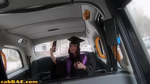 BJ student 18+ in college uniform pussyfucked outdoor in cab
