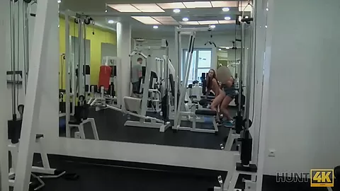 HUNT4K. Couple was working out in gym when rich hunter appeared