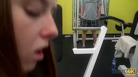 HUNT4K. Couple was working out in gym when rich hunter appeared