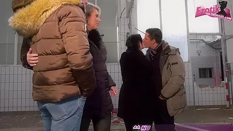 German public foursome meet and fuck amateur groupsex in lostplace