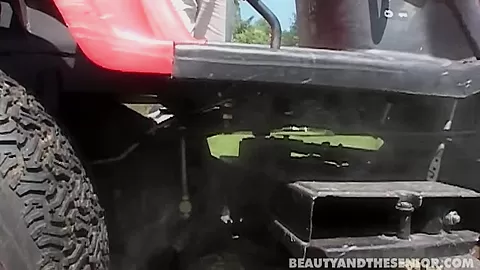 Blond teen 18+ babe fuck an old guy outdoors