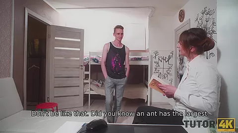 TUTOR4K. Man fucks sexy mature professor blackmailing esteemed woman