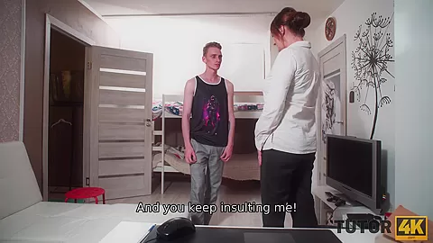 TUTOR4K. Man fucks sexy mature professor blackmailing esteemed woman