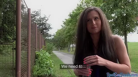 Brunette eurobabe rides dick in public duo for cash