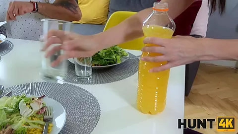HUNT4K. Visit to friend ends for man in best way as he fucks his girlfriend