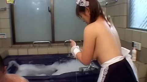 Naughty Japanese girl bathtub fucked hard