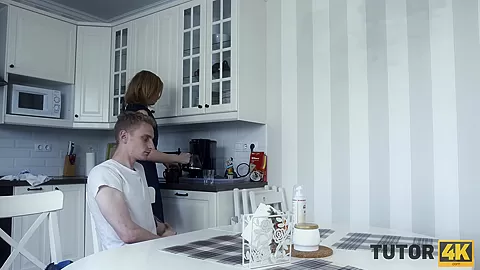 TUTOR4K. Guy makes body of professor in stockings shake in carnal pleasure