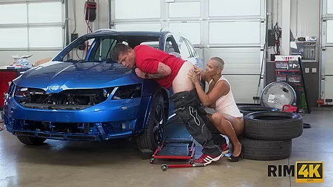 RIM4K. After a hard shift in the garage, man receives amazing rimjob