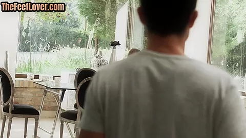 Foot model tugs with feet during sex before cumshot