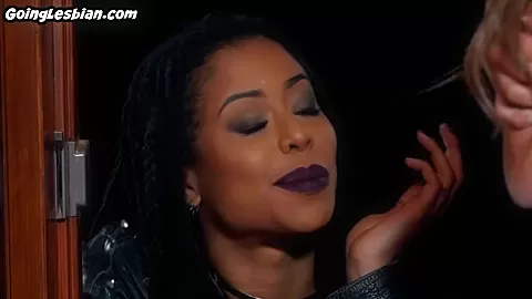 Busty Nubian lez rimmed and tribbed by small tits Black babe