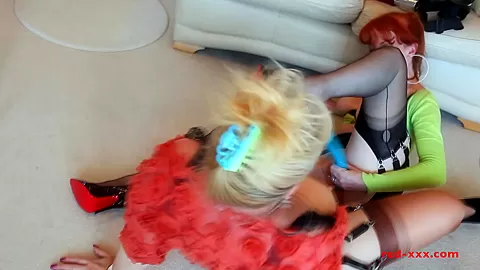 Horny MILFS fuck each other with strap-ons and toys - RedXXX