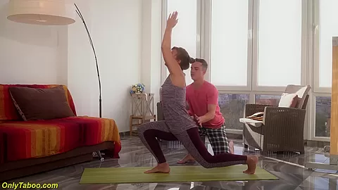 Step mom rough fucked by her yoga instructor